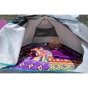 Comfortable tents with bedding in mountain at Hanuman tents near Kedarnath