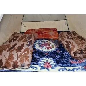 Comfortable mattress inside camping tent near Kedarnath base